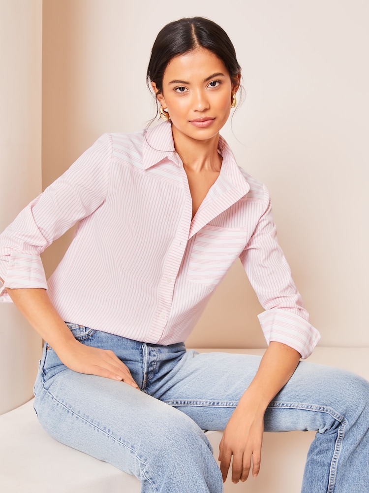 Lipsy Pink Stripe Collared Button Through Shirt - Image 4 of 4