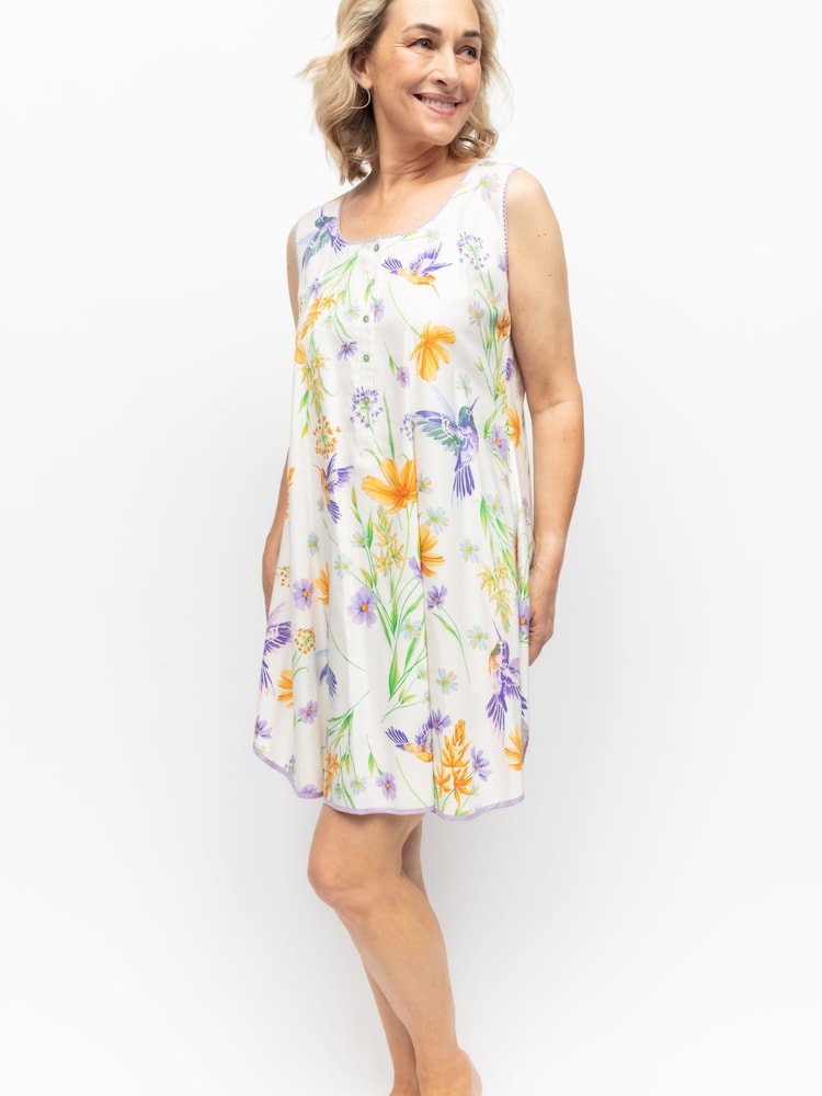 Nora Rose Cream Leaf Print Swing Nightdress - Image 1 of 3