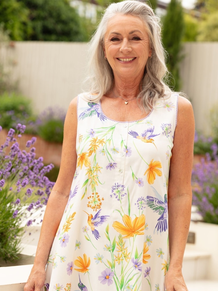 Nora Rose Cream Leaf Print Swing Nightdress - Image 3 of 3