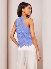 Lipsy Blue Lace Halter Top - Image 2 of 4