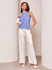Lipsy Blue Lace Halter Top - Image 3 of 4