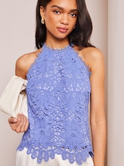 Lipsy Blue Lace Halter Top - Image 4 of 4