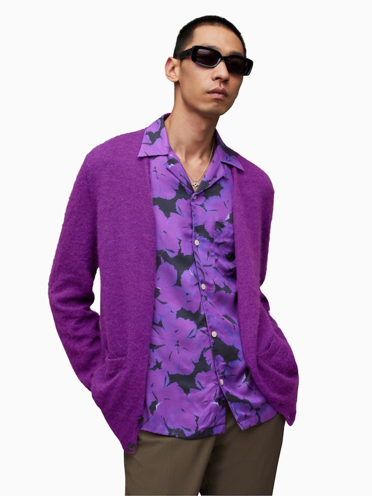 AllSaints Purple Kennedy Cardigan - Image 1 of 8