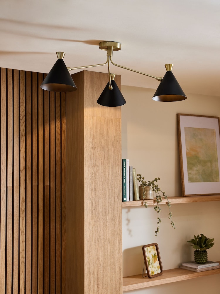 Black Austin 3 Light Flush Fitting Ceiling Light - Image 1 of 4