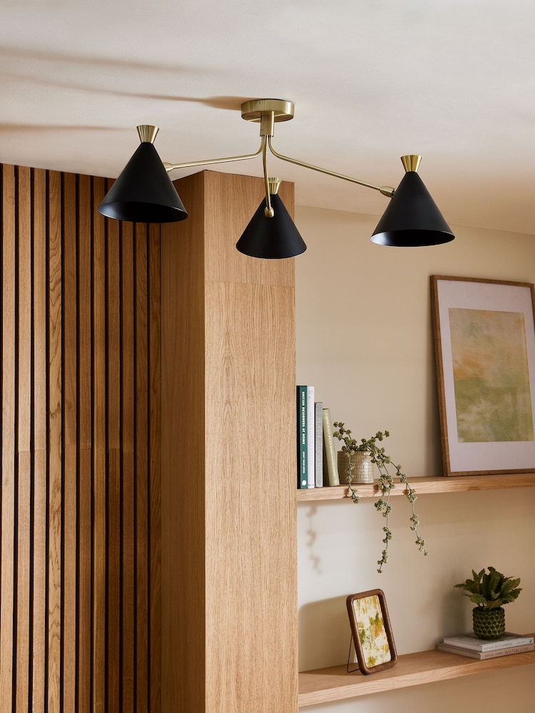 Black Austin 3 Light Flush Fitting Ceiling Light - Image 2 of 4