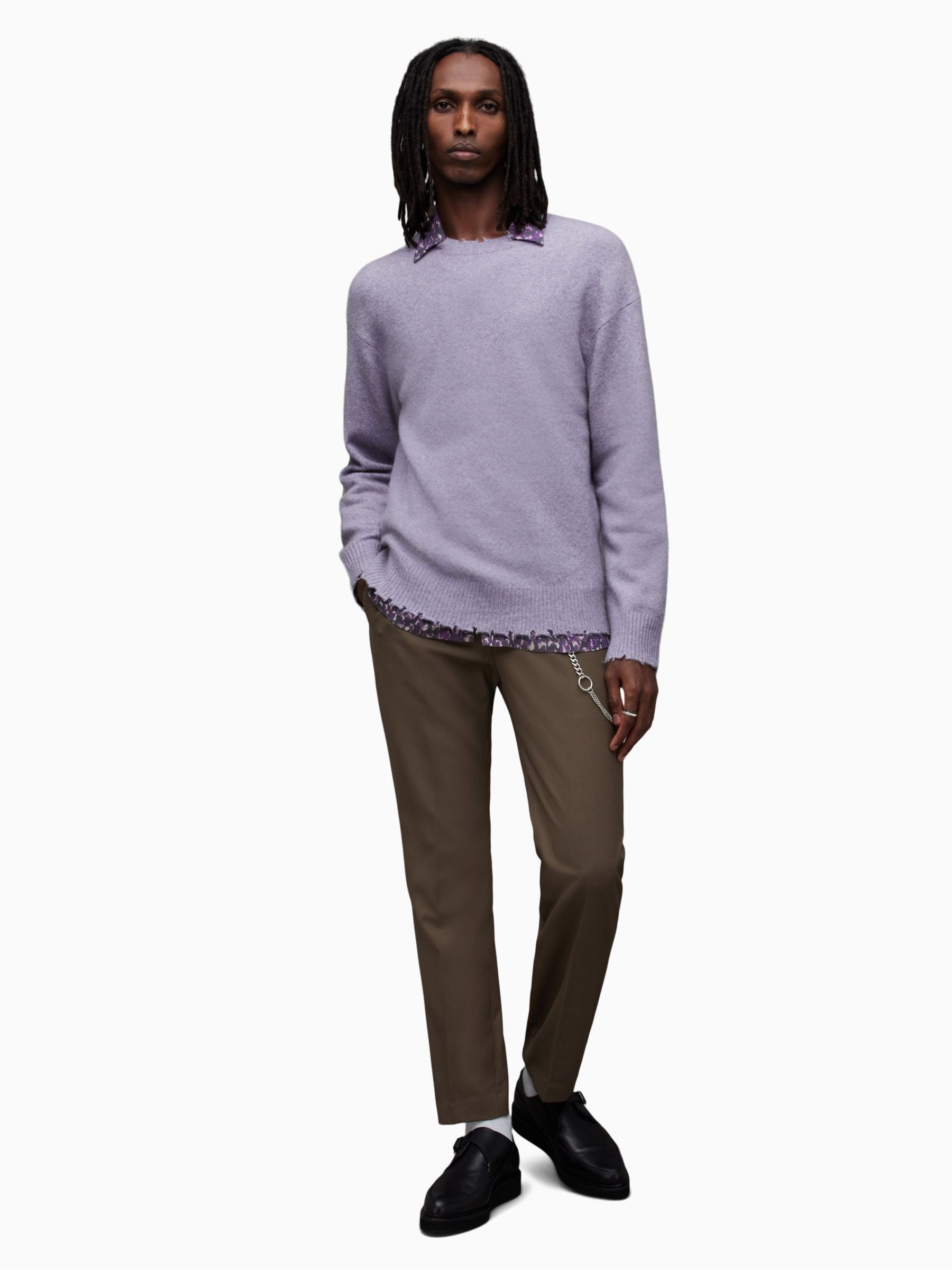 AllSaints Purple Luka Crew Sweat Top - Image 3 of 7