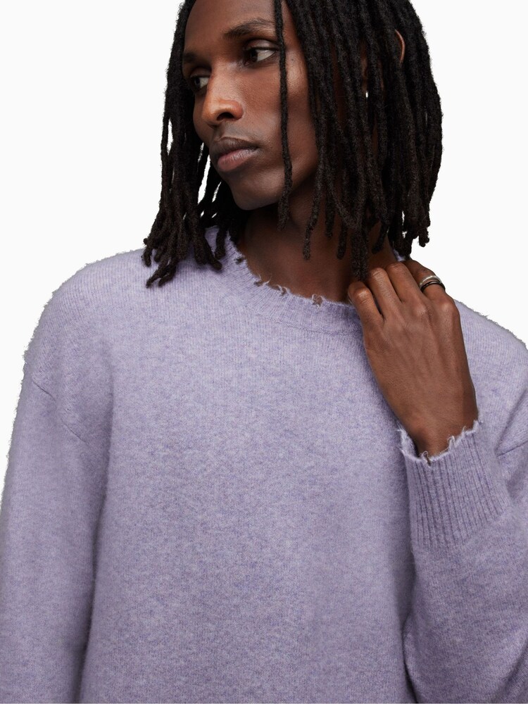 AllSaints Purple Luka Crew Sweat Top - Image 4 of 7