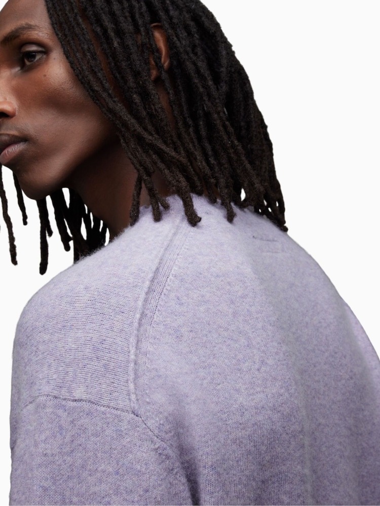 AllSaints Purple Luka Crew Sweat Top - Image 5 of 7