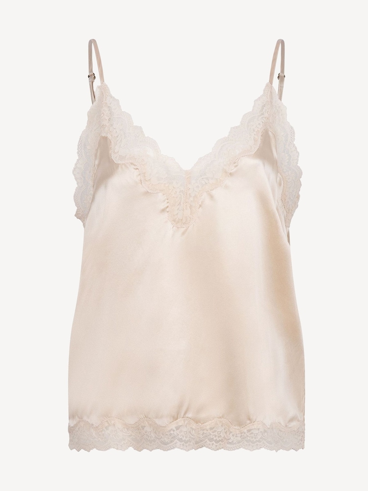 Love Stories Cream Pip Silk Knightie Cami Top - Image 1 of 2