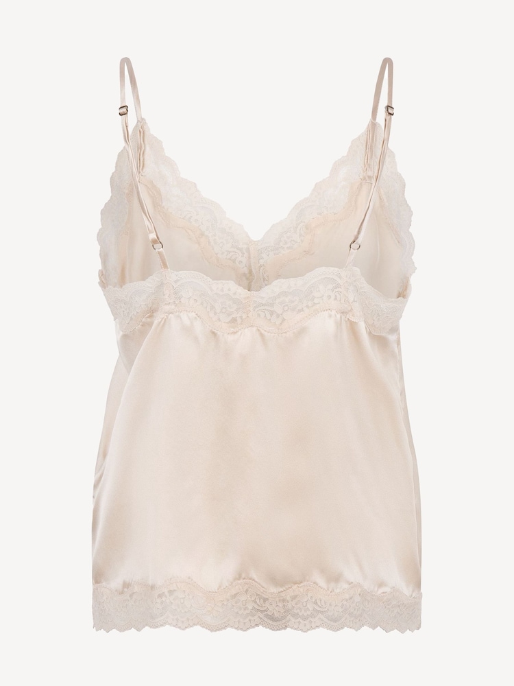 Love Stories Cream Pip Silk Knightie Cami Top - Image 2 of 2