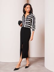 Lipsy Black Printed Satin Button Through Shirt - Image 3 of 4