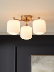 Brass Ryker 3 Light Flush Ceiling Light Fitting - Image 1 of 4