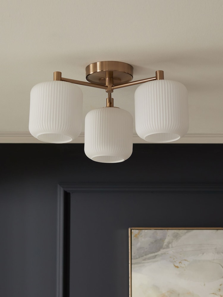 Brass Ryker 3 Light Flush Ceiling Light Fitting - Image 2 of 4