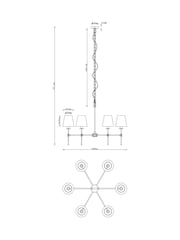 Brass Carolina 6 Light 6 Light Chandelier Light Fitting - Image 4 of 5