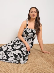 Yours Curve Black Shirred Maxi Dress - Image 1 of 6