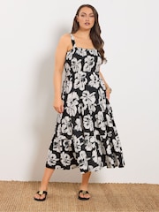 Yours Curve Black Shirred Maxi Dress - Image 2 of 6