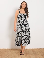 Yours Curve Black Shirred Maxi Dress - Image 3 of 6