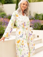 Nora Rose Cream Hummingbird Print Short Dressing Gown - Image 1 of 4