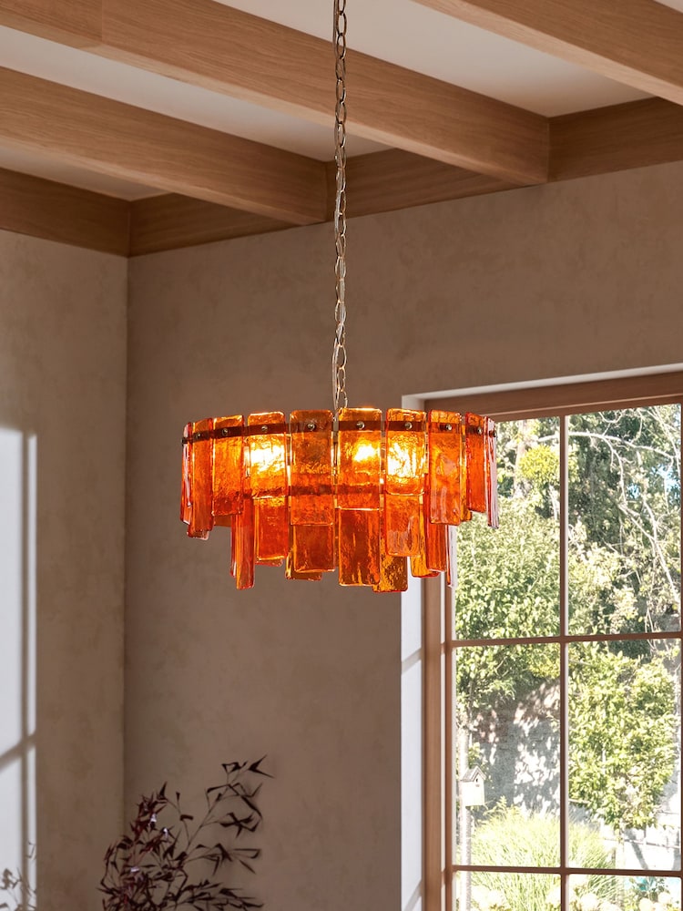 Amber Orange Atticus 3 Light Chandelier Ceiling Light Fitting - Image 1 of 4
