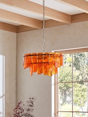 Amber Orange Atticus 3 Light Chandelier Ceiling Light Fitting - Image 2 of 4