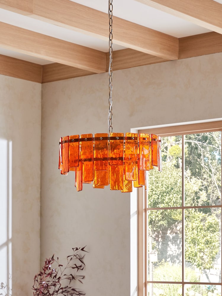 Amber Orange Atticus 3 Light Chandelier Ceiling Light Fitting - Image 2 of 4