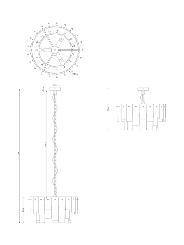 Amber Orange Atticus 3 Light Chandelier Ceiling Light Fitting - Image 4 of 4