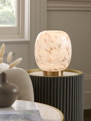 White/Gold Confetti Glass Rechargeable Wireless Table Lamp - Image 1 of 6