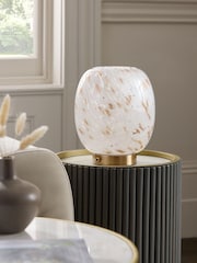 White/Gold Confetti Glass Rechargeable Wireless Table Lamp - Image 2 of 6