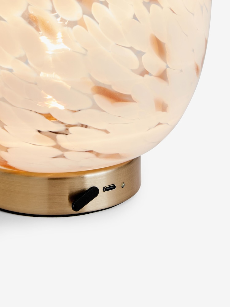 White/Gold Confetti Glass Rechargeable Wireless Table Lamp - Image 6 of 6