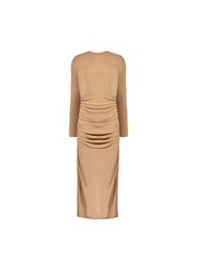 Ro&Zo Rib Jersey Gathered Brown Dress - Image 5 of 5