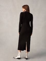 Ro&Zo Rib Jersey Gathered Black Dress - Image 2 of 5