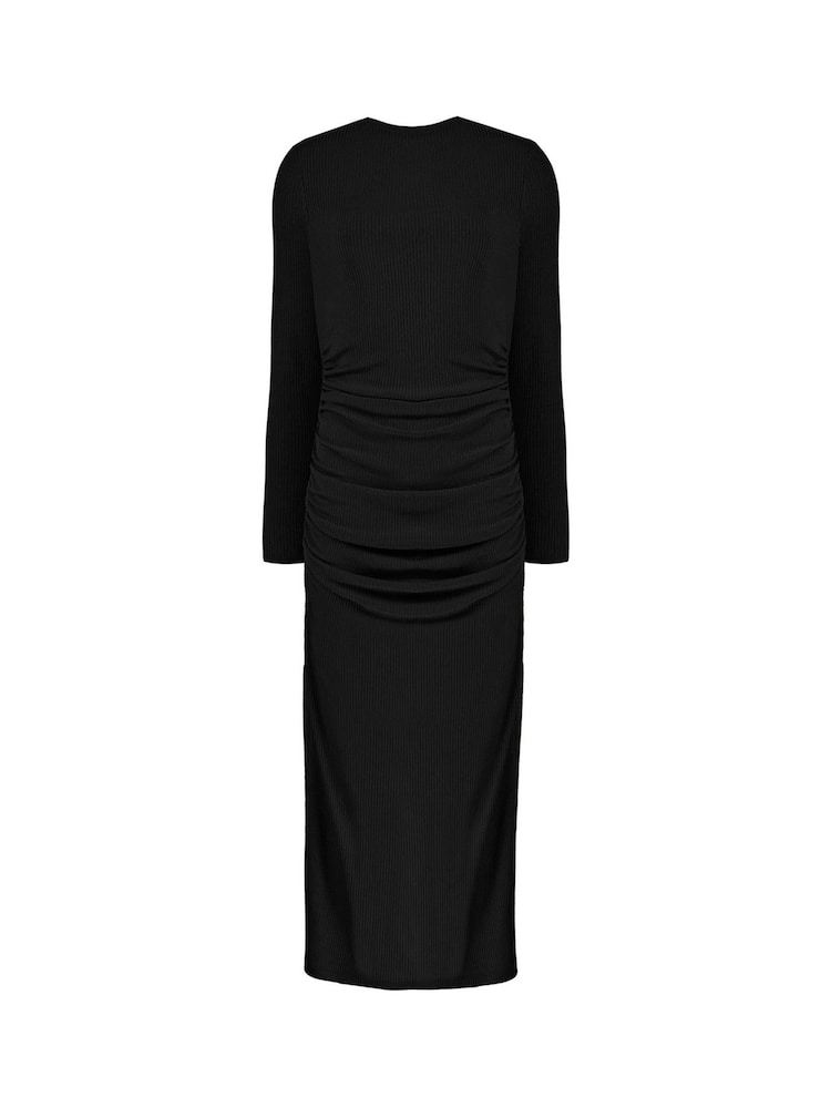Ro&Zo Rib Jersey Gathered Black Dress - Image 5 of 5 Ro&Zo Rib Jersey Gathered Black Dress - Image 5 of 5