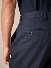Navy Blue Slim Fit Textured Suit Trousers - Image 5 of 9