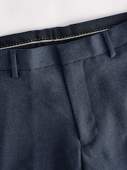 Navy Blue Slim Fit Textured Suit Trousers - Image 7 of 9
