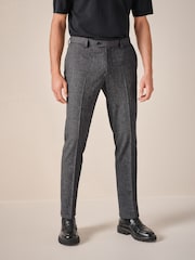 Grey Trimmed Texture Suit Trousers - Image 1 of 9