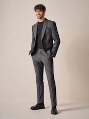Grey Trimmed Texture Suit Trousers - Image 2 of 9