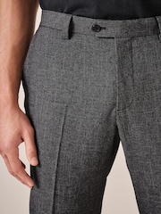 Grey Trimmed Texture Suit Trousers - Image 4 of 9