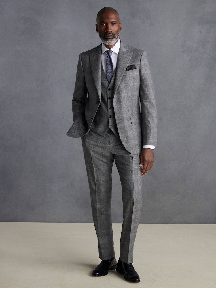 Grau - Signature Marzotto Check Italian Wool Suit Waistcoat - Bild 2 von 9 Grau - Signature Marzotto Check Italian Wool Suit Waistcoat - Bild 2 von 9