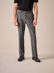 Grey Tailored Fit Textured Suit Trousers - Image 1 of 9