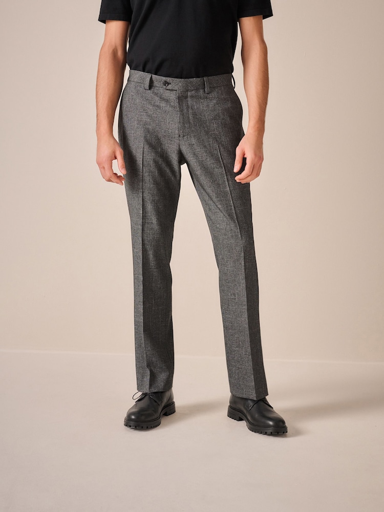 Grey Tailored Fit Textured Suit Trousers - Image 1 of 9