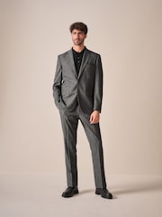 Grey Tailored Fit Textured Suit Trousers - Image 2 of 9