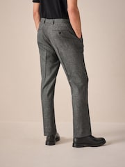 Grey Tailored Fit Textured Suit Trousers - Image 3 of 9