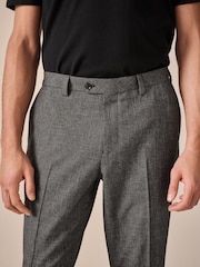 Grey Tailored Fit Textured Suit Trousers - Image 4 of 9