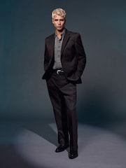 Brown Slim Fit EDIT Flared Western Style Suit Trousers - Image 3 of 10