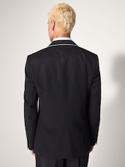 Black EDIT Trimmed Tuxedo Suit Jacket - Image 7 of 8