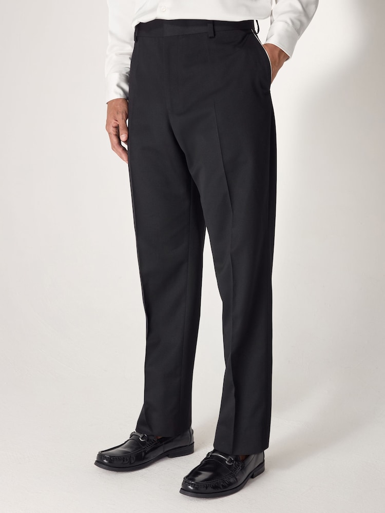 Black EDIT Trimmed Tuxedo Suit Trousers - Image 1 of 5 Black EDIT Trimmed Tuxedo Suit Trousers - Image 1 of 5