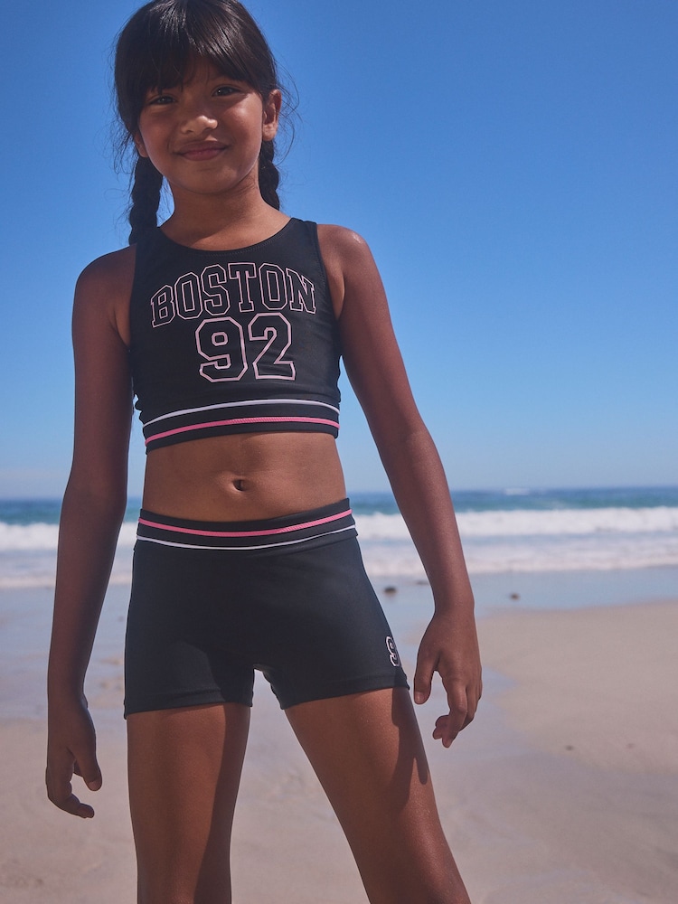 Black Varsity Sporty Bikini (3-16yrs) - Image 1 of 9