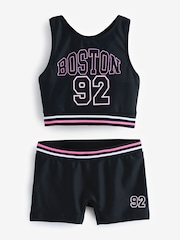 Black Varsity Sporty Bikini (3-16yrs) - Image 7 of 9