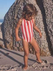 Red Stripe Tie Shoulder Swimsuit (3mths-12yrs) - Image 4 of 7