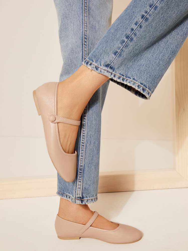 Friends Like These Nude Pink Round Toe Mary Jane Ballet Pump - Image 1 of 5